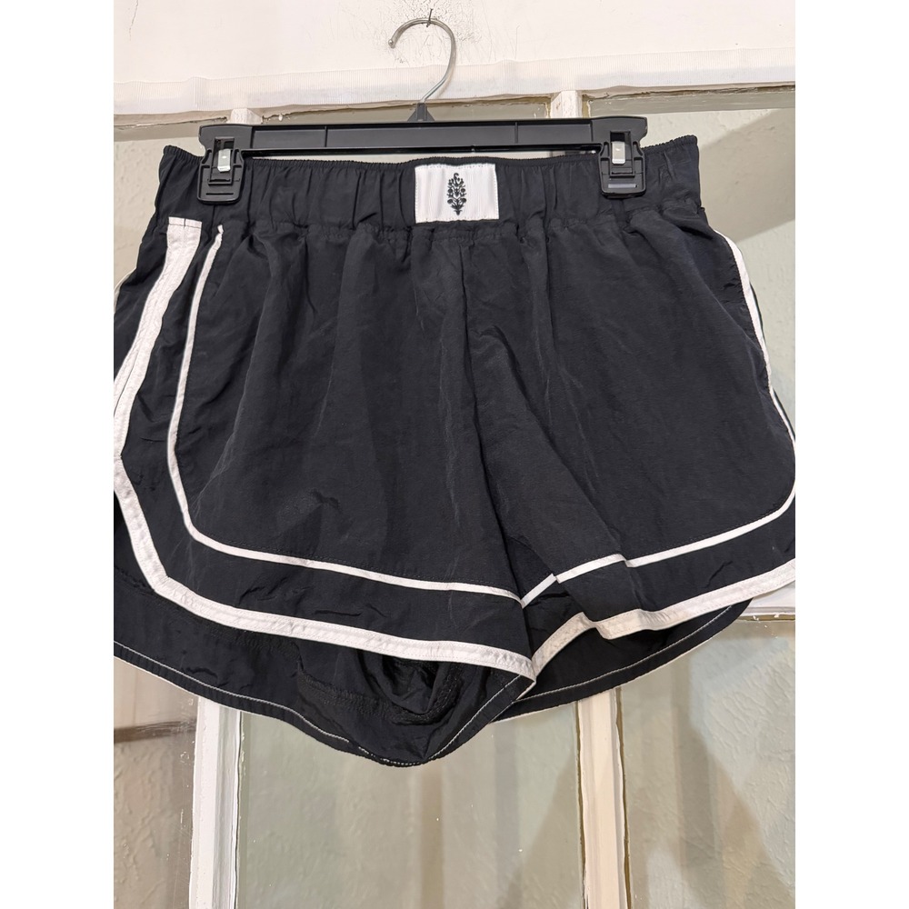 Free People FP Movement The Way Home Shorts Black White Piping High Rise Medium